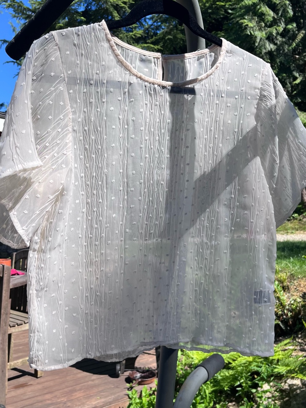 Women's White Swiss Dot Sheer Camisole - Delicate Short Sleeve Top